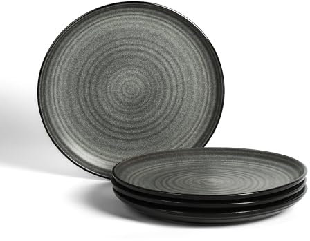Stone Lain Dua 4-teiliges Speiseteller-Set Steingut, Schwarz