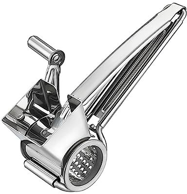 Cabilock 1stk Edelstahl Käses Hobel Käsereibe Reiben Knoblauch Lockenwickler Kurbelreibe Küchenreibe Handreibe Handkurbel Reibe Hobel Silver Rostfreier Stahl