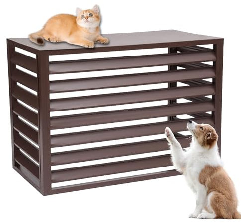 LKPMGOA Aluminum Ac Unit Covers Outdoor, Privacy Screens Fence Panels for Air Conditioners Trash Bins, Isolate Pets, Fallen Leaves, Anti-theft(Brown,100cm)
