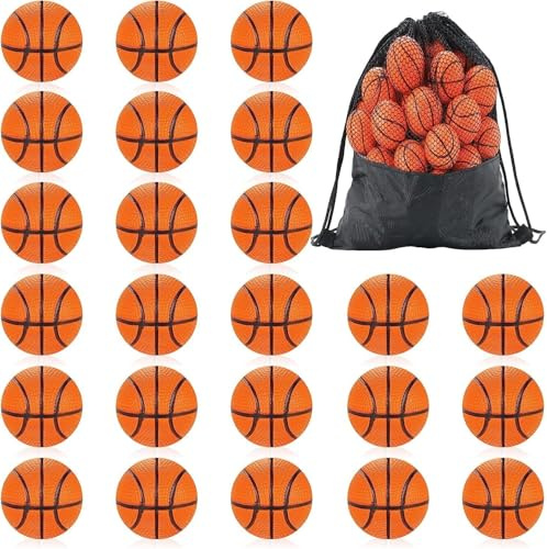 Cptoion Erinnmy 24 Stück Mini Basketball, 4 cm Mini-Basketbälle Stress Ball, Mini Sportbälle Basketball, Basketball-Stressbälle für Kinder Party Tasche Geschenk Füller Schule Karneval Belohnung