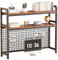 GASLIKE Tischregal 2-stufig für Büro und Küche, Schreibtisch Organizer und Bücherregal Tischregal mit Gitterfach, Holz & Metall, 115x98x20cm (Schwarz)