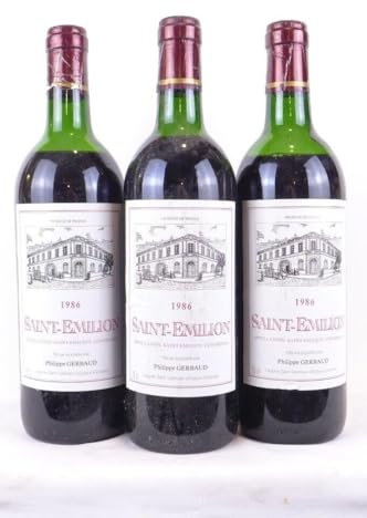 lot de 3 bouteilles saint-émilion philippe gerbaud rouge 1986 - bordeaux