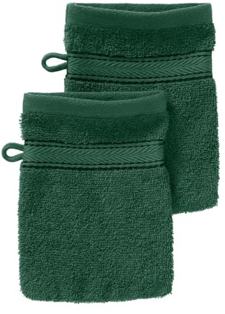 G BETTWARENSHOP Frottierserie Essential – Hochwertige Handtücher aus 100% Baumwolle – Saugstark, Weich & Pflegeleicht Waschhandschuh 2er Pack 15x21 cm, Tanne