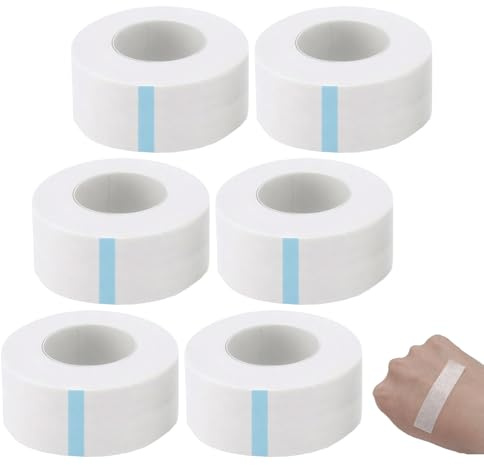 6 PCS Micropore Tape Selbstklebender Verband Medizinisches Klebeband MikroporöSes und Atmungsaktives Klebeband 9m Micropore Tape Fixierpflaster Rolle Verband Selbstklebend Medizinisches Tape