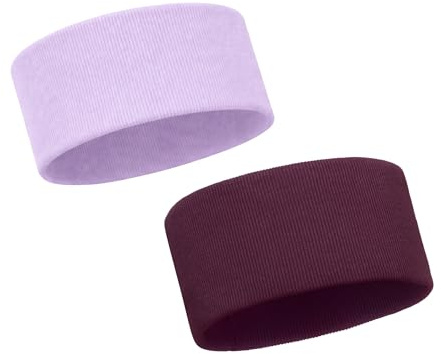 Bubalove - Set 2 x Stirnband kinder mädchen - Handgenähte Stirnbänder - Baby Haarband Baumwolle - schweißband für herbst und winter - 2-12 jahre - 2 Stück - Lila/Pflaume