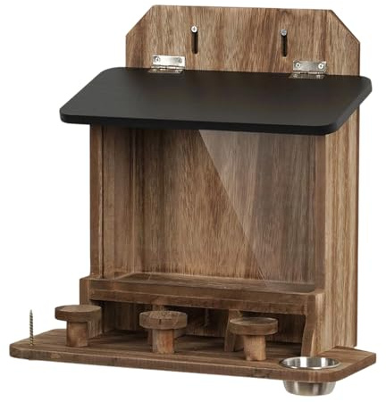 Nussstange Eichhörnchen Futterspender Lustiges Wasserdichtes Holzhaus Outdoor Streifenhörnchen Futterstation für Garten, Hof, und Fensterfront, Ideal für Winterwildbeobachtung, Nuss, Mais
