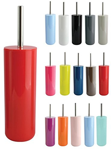 MSV WC Bürste Klobürste Toilettenbürste „Inagua“ mit hygienischem Behälter Rot, Edelstahl, Red, 9x39cm