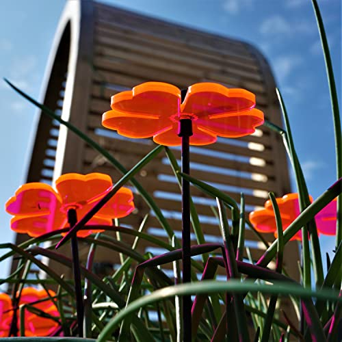 Sun Catcher Garden Decor 5 Leuchtende Sonnenfänger, 25cm hoch, 6 cm Durchmesser, Blumen, Dekoration für Beet, Balkon, Terrasse oder als Gärtner Geschenk, Farbe:rot