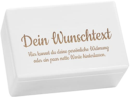 LAUBLUST Holzkiste Personalisiert mit Wunsch-Gravur - Geschenkkiste & Erinnerungsbox | M - ca. 30x20x14cm, Weiß FSC®