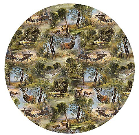 Wachstuchtischdecke Wachstuch Tischdecke Gartentischdecke Rund Oval Jagd Wild Rund ca. 140 cm abwaschbare Wachstischdecke