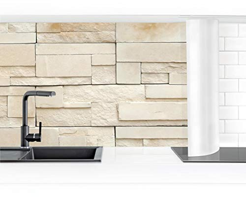 Bilderwelten Küchenrückwand Folie Glänzend 60x200 cm Provence Stones Spritzschutz Fliesenspiegel Küche-Rückwand Motiv Klebefolie