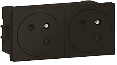 Legrand 079192L Mosaic Double Prise de Courant 2P+T Surface Link Raccordement Latéral, 4 Modules, Noir Mat