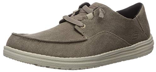 Skechers Melson Volgo - Zapatillas de lona sin cordones para hombre, Marrón, 40 EU