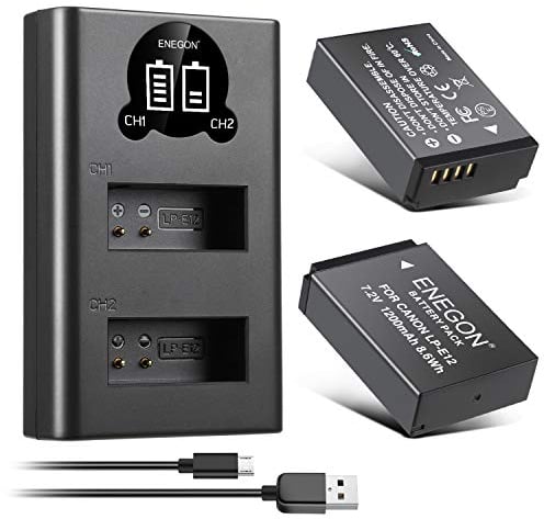 ENEGON 2 Stück 1200mAh LP-E12 Akku für Canon EOS M50, M50 Mark II EOS M, M2, M10, M100, M200, Rebel SL1, 100D, Kiss X7, PowerShot SX70 HS Digitalkamera