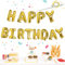Happy Birthday Ballon Girlande, Gold Geburtstag Luftballon Deko Buchstaben Folienballons, 16 Zoll Alphabet Folien Banner Ballon mit Stroh Band für Kinder Junge Mädchen Geburtstag Babyparty Dekoration