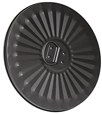 Jinfa | Couvercle pour poubelle taille M | Couvercle vintage en métal avec poignée | Noir | 29 cm de diamètre | 18 litres