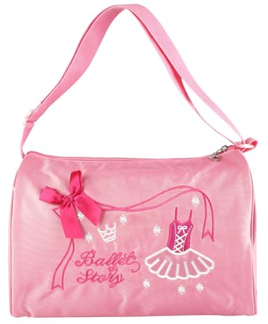 Ballett Tasche Für Mädchen, Balletttasche Mädchen, Sporttasche Kinder, Große Kapazität Verstellbar Für Kinder Balletttasche Ballett Badetasche Rucksack Bestickte Nylon Stoff Tasche(Rosa)
