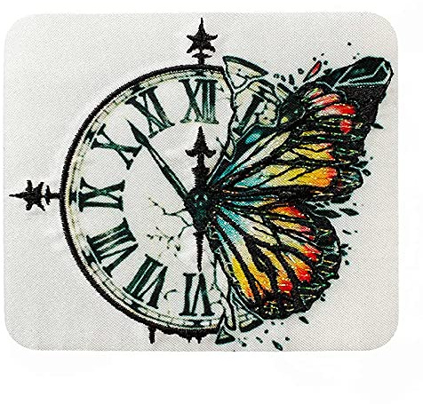 Mono Quick 14182 Schmetterling mit Uhr Applikation, Bügelbild, Patch, Flicken
