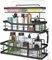 stusgo Shower Shelf No Drilling, Bathroom Shower Storage Shower Caddy with 4 Hooks Adhesive Shower Organiser Wall Mounted Stainless Steel 3 Pack, Black