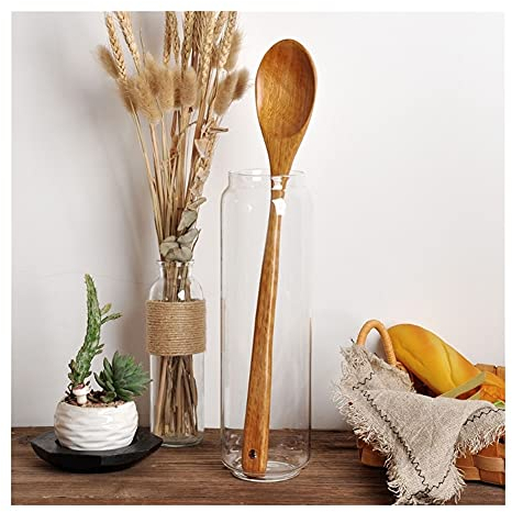 TGRTY Juego de Cubiertos Cuchara de Madera Gigante de 16.5 Pulgadas Cuchara de Madera manejada de Largo para cocinar y agitar la Gota utensilio de la Cocina Juego de Cubiertos para Cocina casera