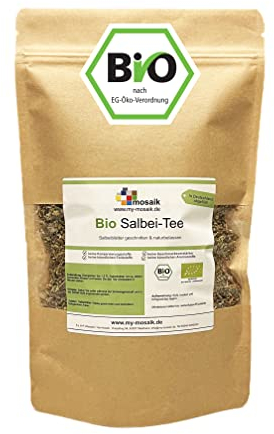 Bio Salbeitee 100g - Salbeiblätter geschnitten und naturbelassen - abgefüllt in Deutschland von my-mosaik (100g)