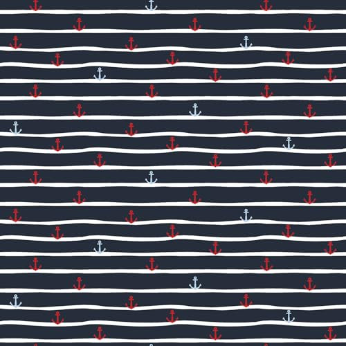 Organic Jersey Jerseystoff ab 0,5x1,5m Biojersey-Stoff Motivwahl Oeko-Tex, Motiv:Anker | marineblau