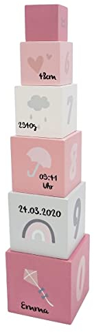 KIDSLINO Stapelwürfel rosa | Label Label | Babygeschenk personalisierbar