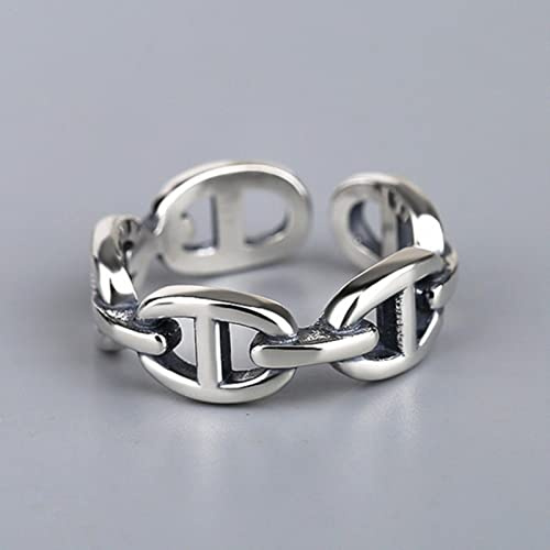 XJruixi Vintage Chain Twining Handmade Rings 925 Stamp Terndy Smooth Irregular Jewelry Wedding Accessories for Women