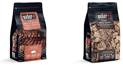 Weber 17664 Räucherchips für Schweinefleisch, 700g, Räuchern, Aroma, Grillen & 17624 Räucherchips Hickory 700g, Räuchern, Aroma, Grillen, Braun, 17.8x8.9x30.5 cm
