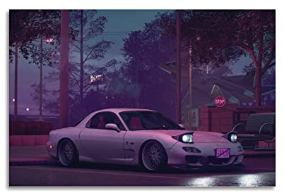 JOOEL Rennwagen-Poster für Mazda RX7, Superauto-Poster, dekoratives Gemälde, Leinwand, Wandposter und Kunstbild, modernes Familien-Schlafzimmer, Dekor-Poster, 40 x 60 cm
