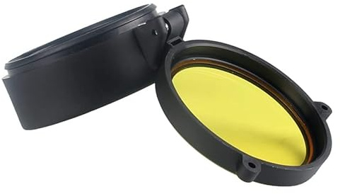 XIBIO 1pc 30-69MM Yellow Transparent Rifle Scope Lens Cover Flip Up Quick Spring Protection Cap Objective Lid For Airsoft Gun Caliber (Color : 58mm)