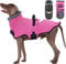 LIANZIMAU Wasserdichter Hundemantel mit Geschirr Wintermantel Hundepullover Fleece Reflektierende Hundejacke Regenmantel für kleine, mittlere und große Hunde