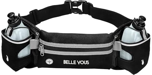Ceinture de course réglable avec sac banane et 2 bouteilles d'eau de 300 ml, Ne s'applique pas