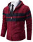 Shuanghao Uomo-Cardigan Giacca-con Cappuccio-Maglione Maglia - Felpa Outwear Tops Cappottino Caldo Autunno Invernale Foderato Pile Pesante Giacca Maglione Uomo Rosso L (Striscia)