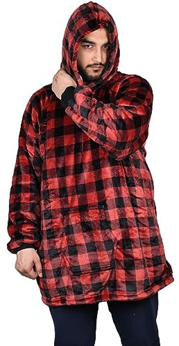 True Face Blanket Hoodie Unisex Oversized Ladies Sherpa Fleece Ultra Plush Unisex Hooded Sweatshirt Small Check2 - Heavy One Size