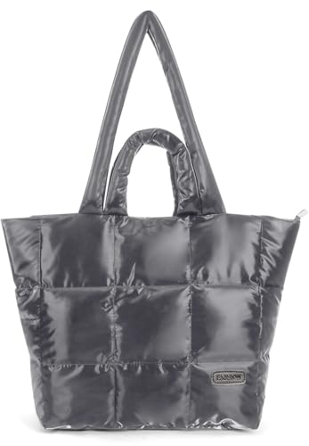 DKIIL NOIYB Puffy Tote Bag für Damen Puffer Bag aus Baumwolle Gesteppte Shopper Tasche Große Hobo Tasche Einfarbige Stepptasche Umhängetasche Große Einkaufstaschen