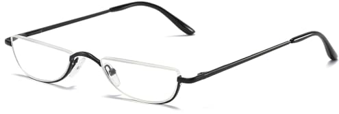 ABETOS Halbrand Lesebrille Herren Damen Metall Halbmond Halbrahmen Sehhilfe Flexibel Federscharnier Lesebrillen Computer Lesebrille Leicht Komfortable Lesehilfe Brille mit Stärke(Schwarz, 2.5)