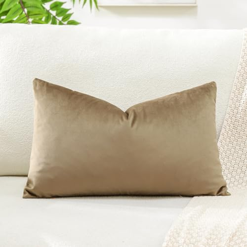 Artscope Samt Kissenbezug Kissenhülle Dekorative Dekokissen Sofakissen Lendenkissen Wurfkissenbezug Sofa Schlafzimmer 40x60cm Goldbraun