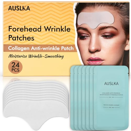 AUSLKA 24PCS Forehead Wrinkle Patches - Forehead Wrinkles treatment - Anti Wrinkle Patches,Facial Patches - Face Tape for Wrinkles - Smoothing, Moisturizing forehead & between eyes