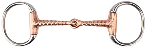 Hochwertiges Reittrense-Gebiss aus Edelstahl mit D-Ring und kupfernem Korkenziehermund, perfekt für Training und Wettkampf, ideal für die Zahngesundheit von Pferden