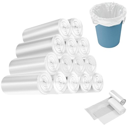 Pack of 420 3L Small Bin Liners, 30 x 35 cm Food Bin Bags for Mini Table Rubbish Bins, Small Rubbish Bags, Mini Bin Bags for Kitchen, Bathroom, Office, Car (White)