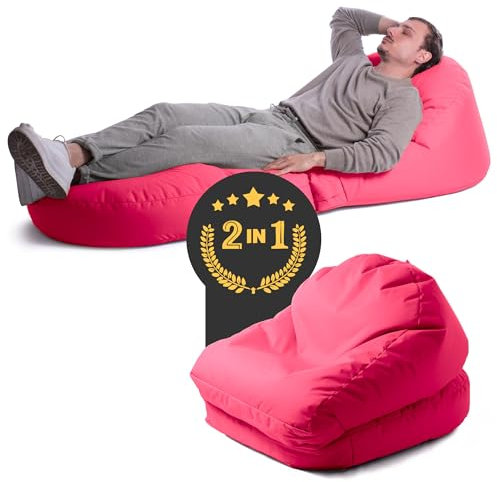 Avalon - Pouf Chaise Longue da Esterno Pieghevole Double Jive, Poltrona Sacco Letto Comodo e Impermeabile, Perfetto da Giardino, Arredo Piscina, Design Moderno, Made in Italy(75x180cm-Fucsia)