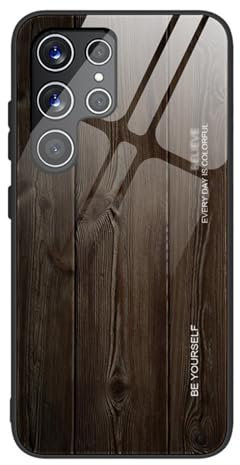 MOHDHAF- Hülle for Samsung Galaxy S24 Ultra S24 Plus S24 Hochwertige Gehärtetem Glas Handyhülle Schlanke Modische Holzmaserungsmuster Handyhülle(A,S24)