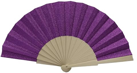 MAPIMANIA - Ventaglio Legno Pieghevole in Tessuto Glitter Color Fucsia, Ventagli Matrimonio Personalizzati, Ventaglio Giapponese Resistente, Gadget Cerimonia