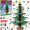 Adventskalender 2024 Hölzerner Weihnachtsbaum mit 36 Ornamenten 24 Tage Weihnachten Countdown Adventskalender Tischdeko Weihnachtsbaum Anhänger für Erwachsene Jungen Mädchen Kinder (greent)