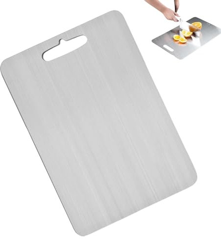 Schneidebrett – Schneidebretter für die Küche | Taima Titanium Titanium Schneidebrett, doppelseitiges Metall Schneidebrett, Easy Grip Obstschneideblock, Schneideblock für Fleisch, Brot, Küche