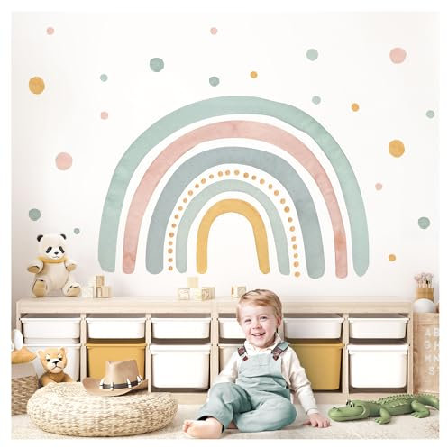 Little Deco Wandtattoo Regenbogen mit Punkten Mint gelb rot DL5005 L