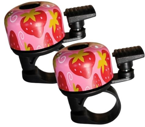 Campanelli Per Bicicletta Per Bambini,Campanello Bici Bambina, Set Di 2,Suono Forte Universale, Stile Classico Retro, Adatto a Bici Da Strada, Mountain Bike e Monopattino, Motivo Fragola