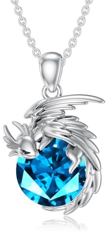 SLIACETE 925 Sterling Silber Drachen Kette für Damen und Mädchen Dezember Geburtsstein und Drachen Anhänger Kette Silber Drachen Halskette Drachen Schmuck Geschenk für Drachenliebhaberin