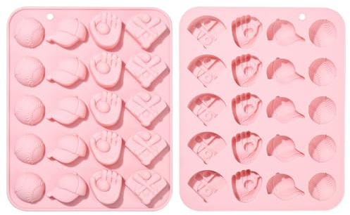UR URLIFEHALL 2 Pcs Sports Themed Silicone Moulds Baseball Cap Golves Shaped Chocolate Moulds for Fondant Cake Cookie Reusable Baking Moulds